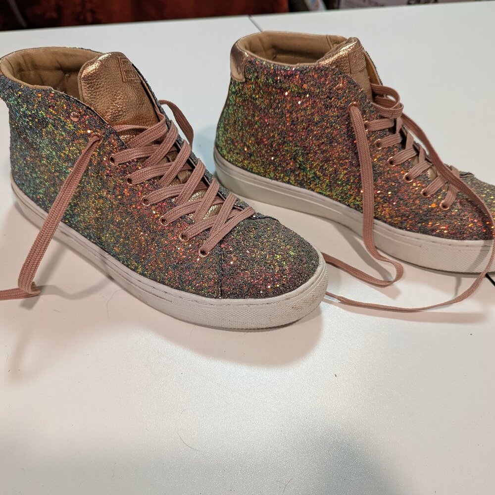 Skechers Street Hi Top Gold Silver Sparkle Sz 8
